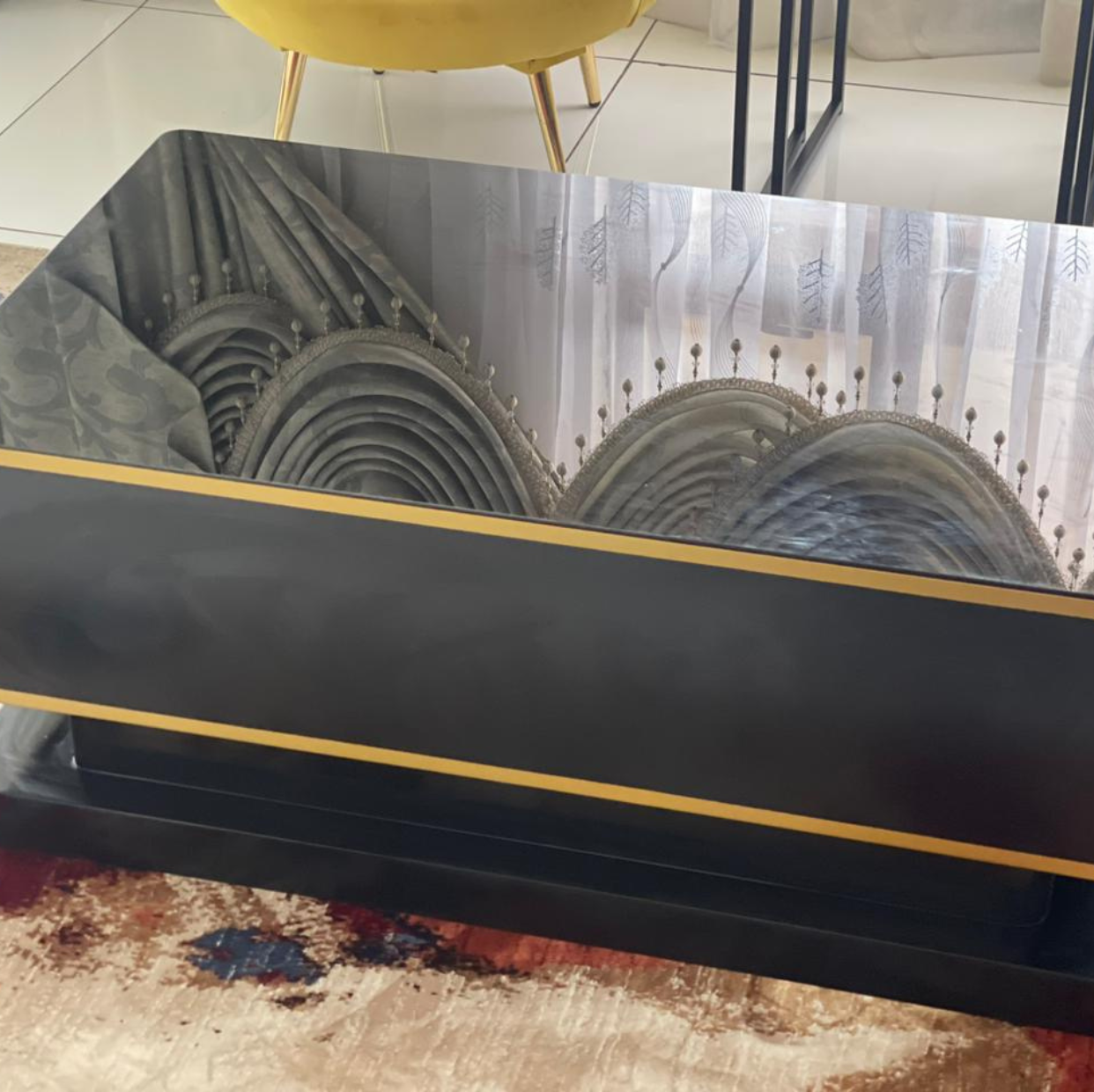 Black & Gold Modern Coffee Table Masswood Furniture's Online Stores